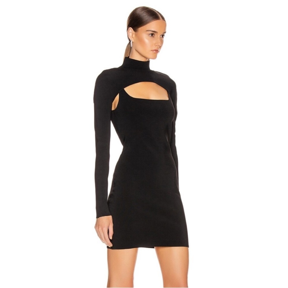 NEW Dion Lee Stirrup Black Mini Dress Bodycon Knit Long Sleeve Top Shrug 2pc Set